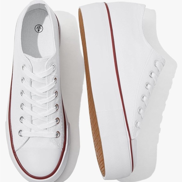 Womens white platform sneakers - Picture 2 of 3